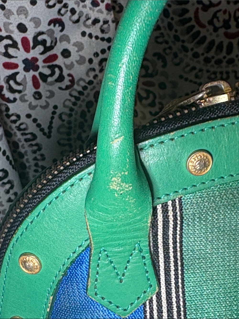 Gianni Versace Sunburst Multi-Color Striped Canvas Mini Bowler Bag - Picture 6 of 16